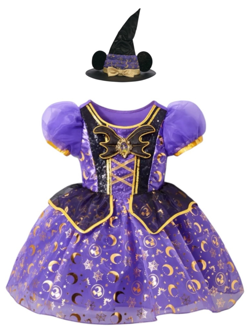 Minnie Mouse Witch Costume for Kids Hat and Dress-Size 7/8